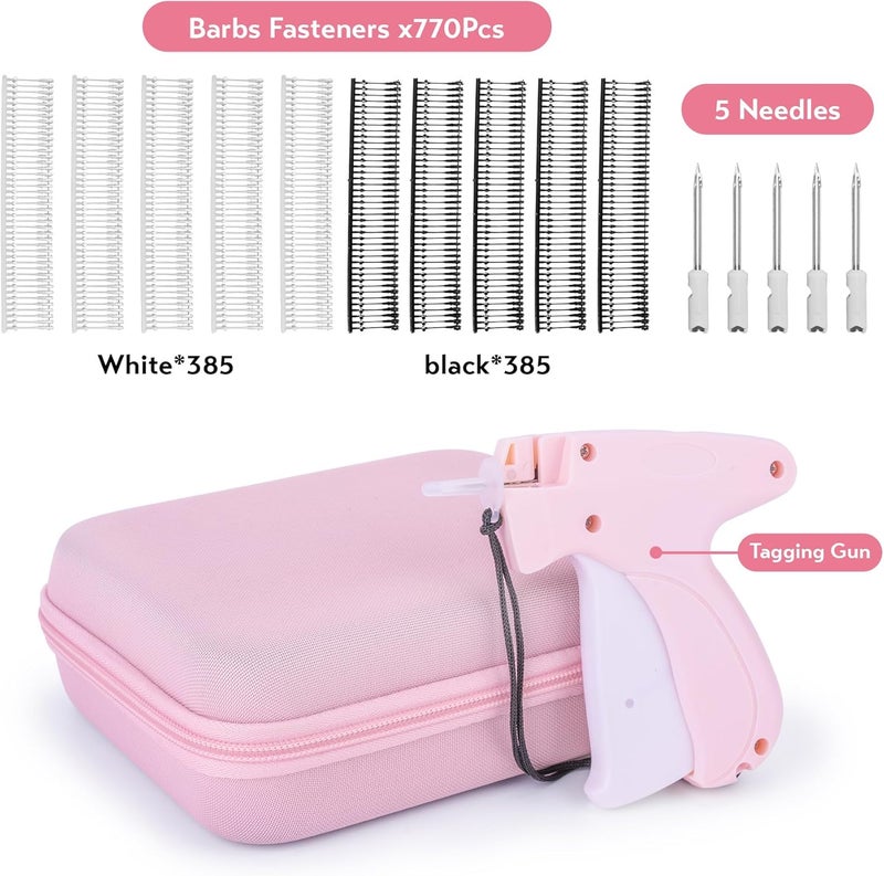 Fonwill Clothing Label Gun with Box,Standard Retail Price Tag Labeling Gun Kit,Having 6 Needles, 2000 Micro Fasteners, Scissors and Soft Cover,Suitable for Store,Warehouse,Consignment,Yard Sale,etc.(Pink) - Image 3
